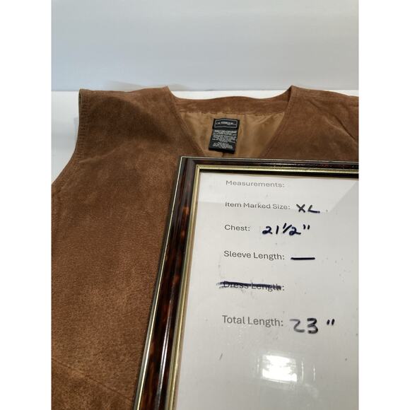 Outbrook Vintage 70's Suede Vest Real Leather Western Camel Brown XL - Picture 5 of 5